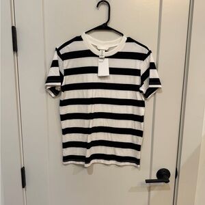 H&M Black and White Striped Short Sleeve Tee